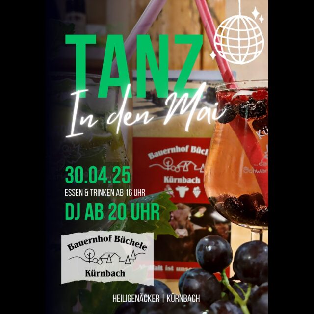 TANZ IN DEN MAI🥳🍷🎉
Zum ersten Mal feiern wir gemeinsam mit euch. Am 30.4.25 ab 16:00 Uhr geht es los. Bei uns auf dem Hof könnt ihr euch auf leckere Speisen, moderne Cocktails & klasse Wein freuen. Gut gestärkt und gesättigt kann um 20 Uhr die Party mit DJ beginnen🎊.
Freut euch auf eine fetzige Dorfparty und eine tolle Atmosphäre. 
Nur mit euch wird das Fest ein voller Erfolg🥳.
Wir freuen uns auf euer kommen.
Na wer feiert gemeinsam mit uns in den Mai?🎉🥳🍷